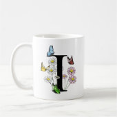 Letter I Botanische Waterverf Butterfly Monogram Koffiemok (Links)