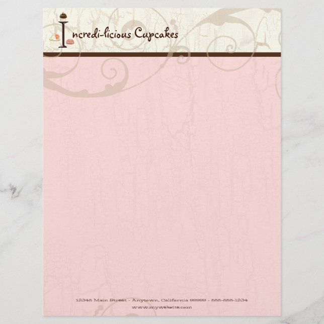 Letter I Cupcake Business Letterhead Custom Briefhoofd (Voorkant)
