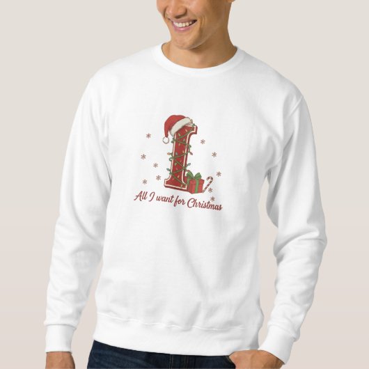 Letter I Kerst Monogram Ontwerp Trui (Voorkant)