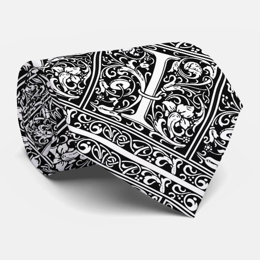 Letter I Medieval Monogram  Initiaal Stropdas (Opgerold)