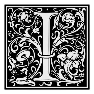 Letter I Middeleeuwse Monogram Art Nouveau Perfect Poster