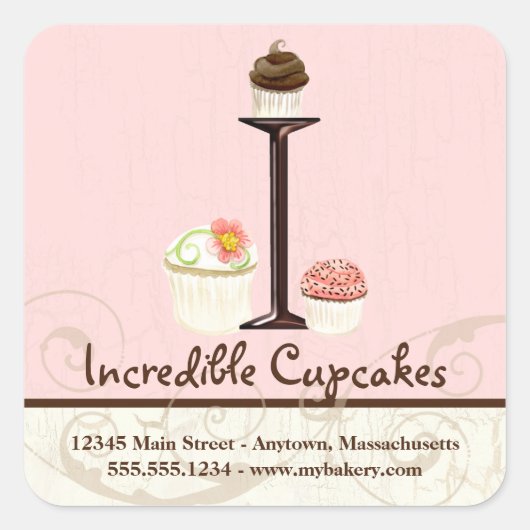 Letter I Monogram Cupcake Logo Zakelijke Stickers (Voorkant)