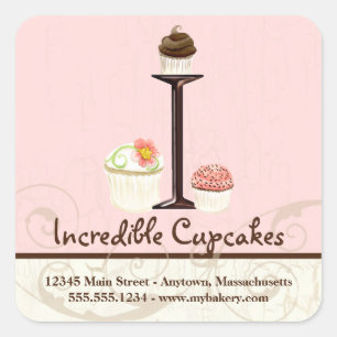 Letter I Monogram Cupcake Logo Zakelijke Stickers