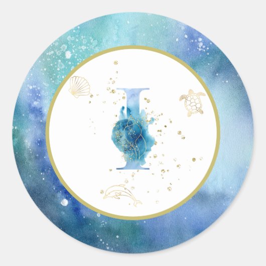 *~* LETTER I - Nautische strandenvelop Sticker (Voorkant)