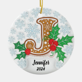 Letter J Aangepaste naam Kerstmis Keramisch Ornament