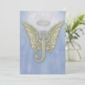 Letter J Angel Monogram Kaart (Staand voorkant)