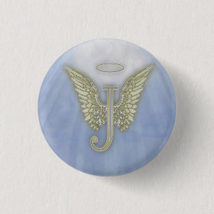 Letter J Angel Monogram Ronde Button 3,2 Cm