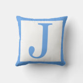 Letter J Baby Blue Border Kussen (Achterkant)