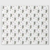 Letter J Bloemrijke Waterverf Vlinder Monogram  Cadeaupapier (Vlak)