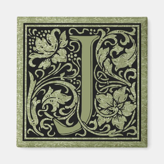 Letter J First Letter Monogram Magneet (Voorkant)