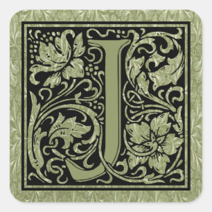 Letter J First Letter Monogram Vierkante Sticker