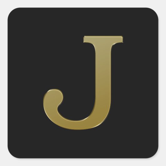 Letter J Gold Square Sticker (Voorkant)