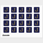 Letter J Gold Square Sticker (Vel)