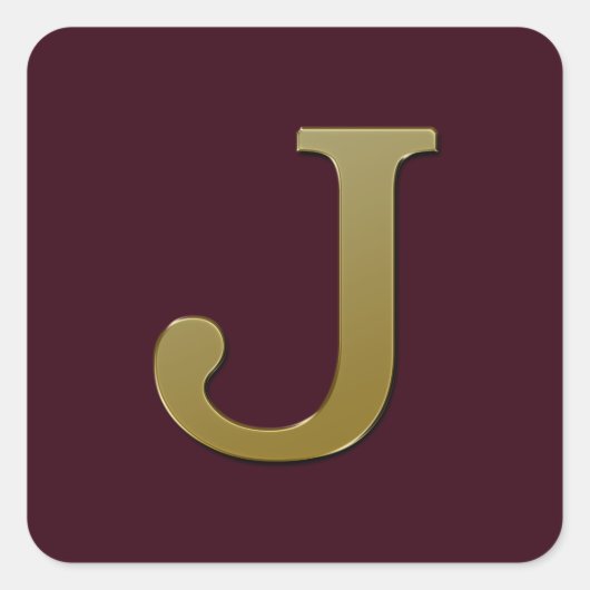 Letter J Gold Square Sticker (Voorkant)