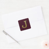 Letter J Gold Square Sticker (Envelop)