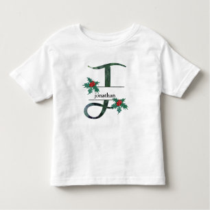 *~* Letter J KerstHolly Berries Name Kinder Shirts