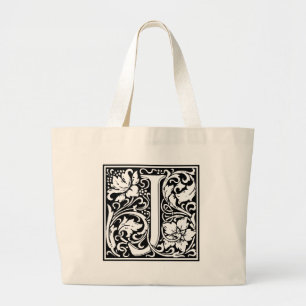 Letter J Medieval Monogram Initiaal Groot Grote Tote Bag