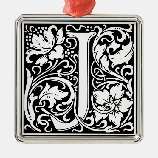Letter J Medieval Monogram  Initiaal Metalen Ornament (Voorkant)