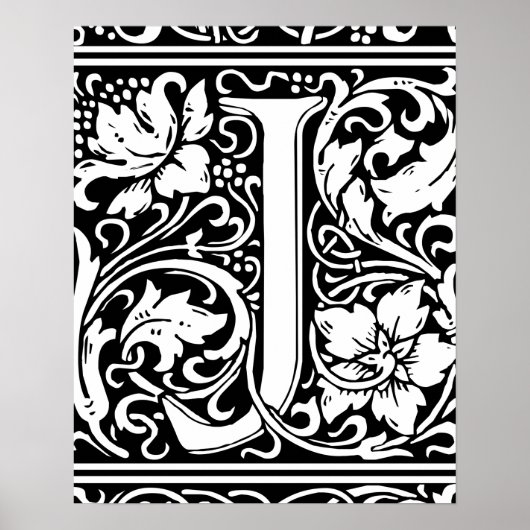 Letter J Medieval Monogram  Initiaal Poster (Voorkant)
