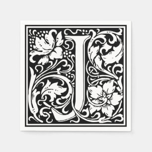 Letter J Medieval Monogram  Initiaal Servetten