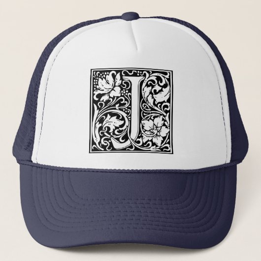 Letter J Medieval Monogram Initiaal Trucker Pet (Voorkant)