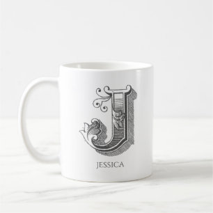 Letter J Monogram Moderne naam Koffie Mok