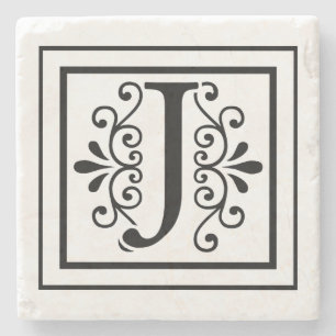 Letter J Monogram Stone Onderzetters