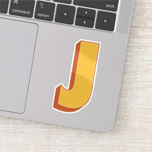 Letter J-monogram, Vet 3D-type lettertype initiaal Sticker