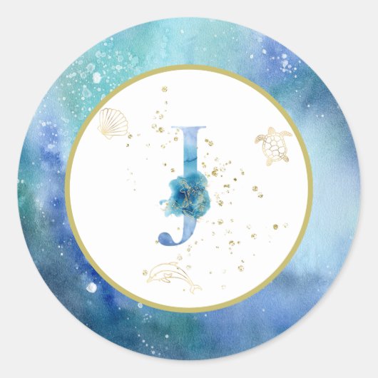 *~* LETTER J - Nautische strandenvelop Sticker (Voorkant)