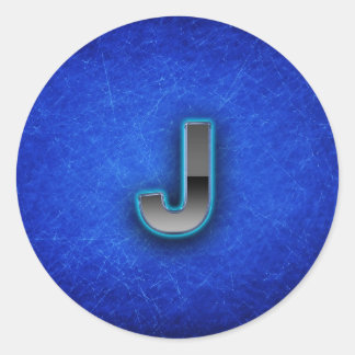 Letter J - neon blue edition Ronde Sticker