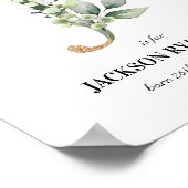 Letter J New Baby Monogram Birth Print Greenery (Hoek)