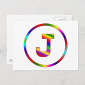 Letter J Rainbow Briefkaart (Voorkant / Achterkant)