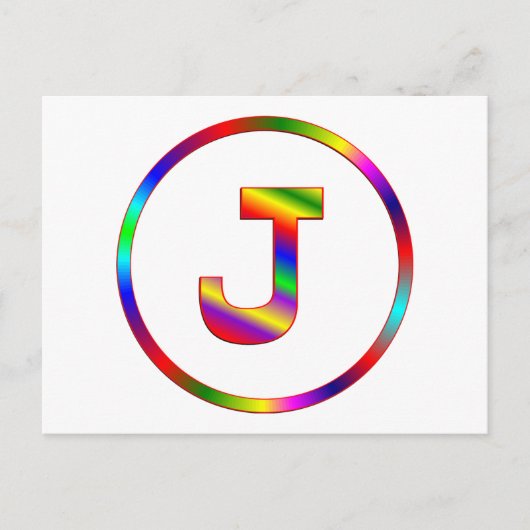Letter J Rainbow Briefkaart (Voorkant)