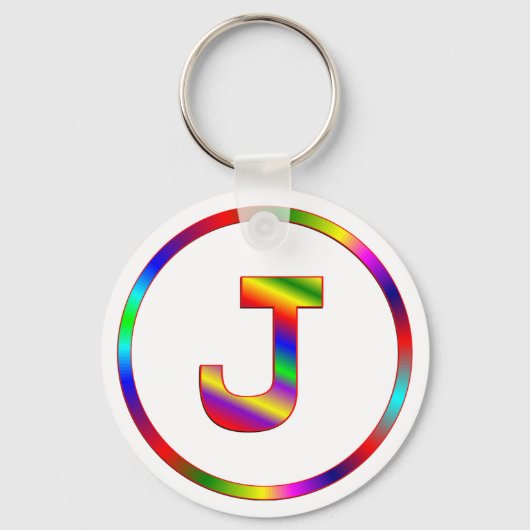Letter J Rainbow Sleutelhanger (Voorkant)
