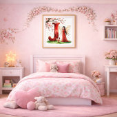 Letter J Rooster Cherry Blossom Fairy Poster Art