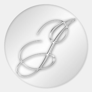 Letter J script initiaal faux zilver monogram guns Ronde Sticker