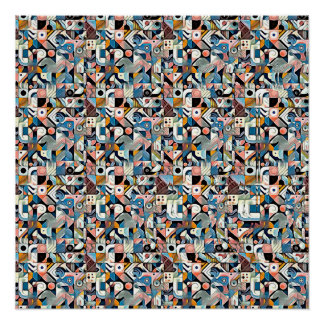 LETTER J STEREOGRAM 20"x20", Halfglans, Geen Frame Perfect Poster