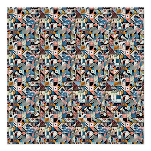 LETTER J STEREOGRAM 20"x20", Semi-Gloss, No Frame Perfect Poster (Voorkant)