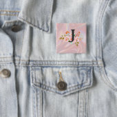 Letter J Vierkante Button 5,1 Cm (In situ)