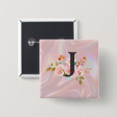 Letter J Vierkante Button 5,1 Cm (Voorkant /achterkant)
