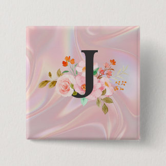 Letter J Vierkante Button 5,1 Cm