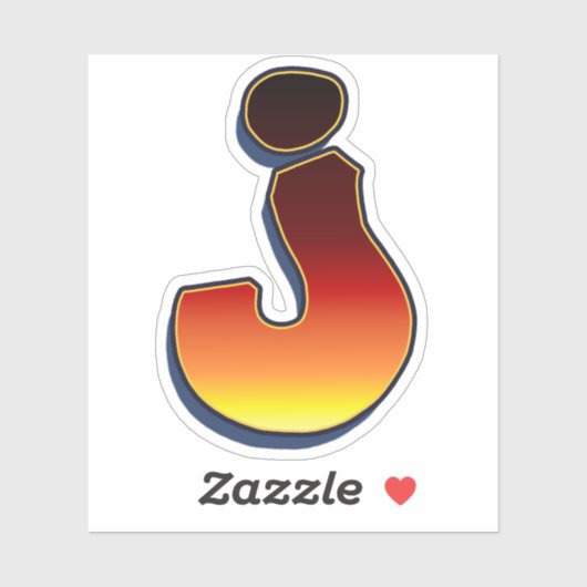 Letter J - vlammen Sticker (Vel)