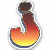 Letter J - vlammen Sticker (Voorkant)