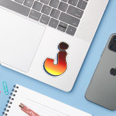 Letter J - vlammen Sticker (Laptop met iPhone)