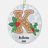Letter K Aangepaste naam Kerstmis Keramisch Ornament (Links)