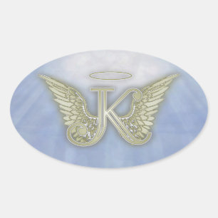 Letter K Angel Monogram Ovale Sticker