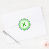 Letter K - blauw + groen Ronde Sticker (Envelop)