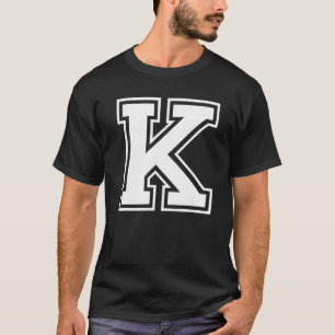 Letter K Capital Alphabet College Varsity Monogram T-shirt