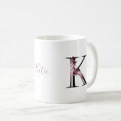 Letter K, Cherry Blossom | Naam Monogram Koffiemok (Voorkant rechts)