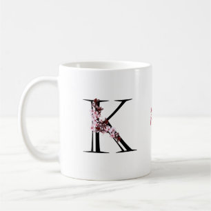 Letter K, Cherry Blossom Naam Monogram Koffiemok